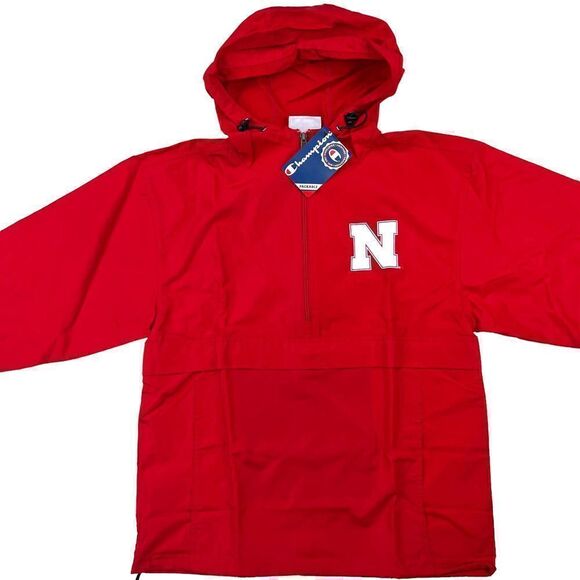 New Champion Men US S Red Anorak Windbreaker jacket Sport casual Logo  - Picture 3 of 12